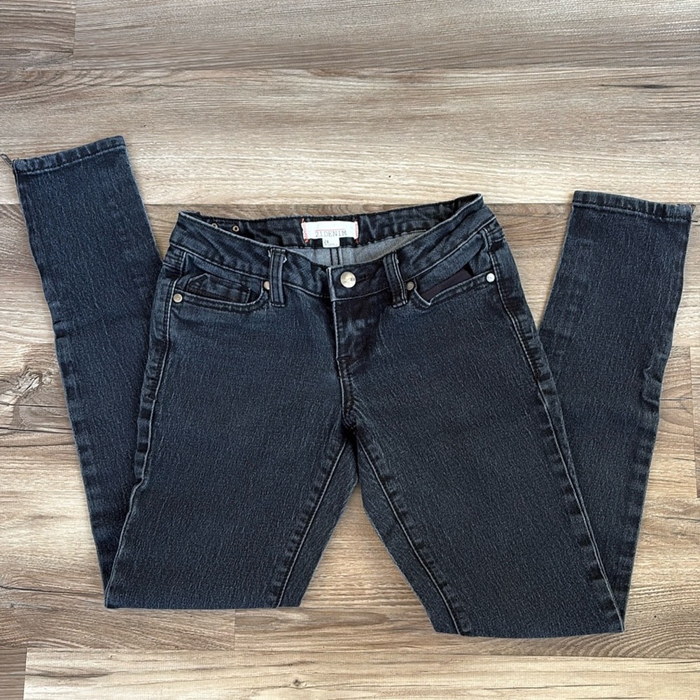 2.1 Denim Blue Jeans size 24 Zipper ankles skinny Leg Pants Spandex Stretch